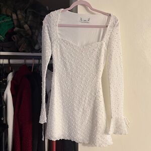 Princess Polly White Textured Long Sleeve Dress